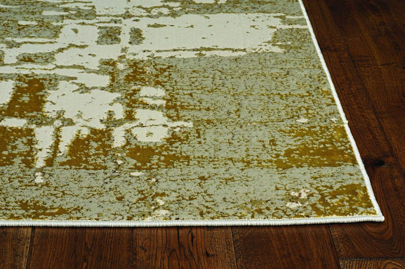 Rugs Gold Area Rugs - 39" X 59" X 0.'25" Ivory/Gold Polypropylene / Polyester Rug HomeRoots