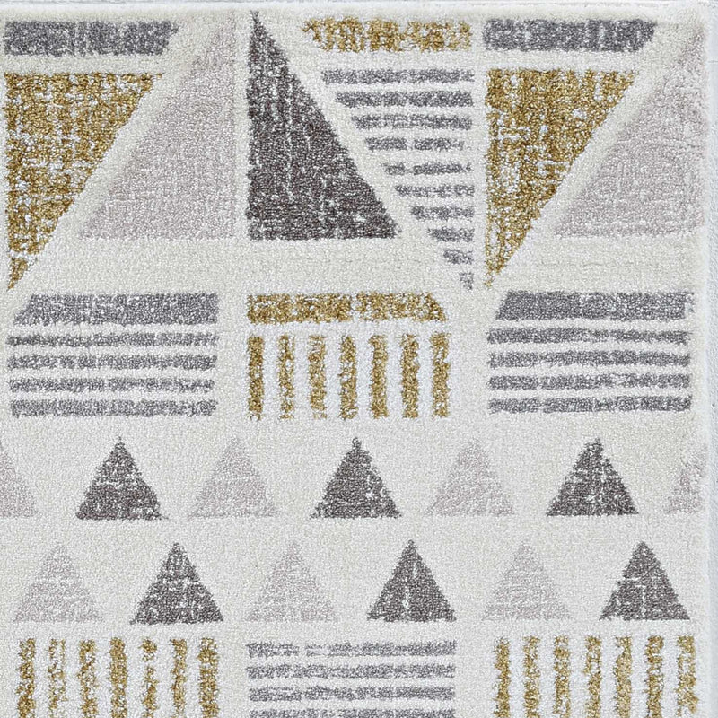 Rugs Gold Area Rugs - 94" X 130" X 0.'75" Ivory/Gold Polyester Rug HomeRoots