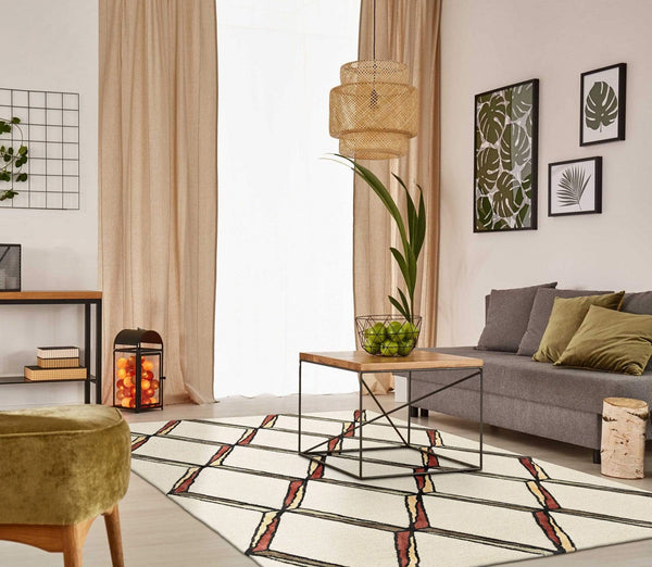 Rugs Gold Area Rugs - 96" X 120" X 0.'5" Cream/Gold Wool / Viscose Rug HomeRoots
