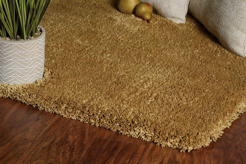 Rugs Gold Rug - 9' x 13' Polyester Gold Area Rug HomeRoots
