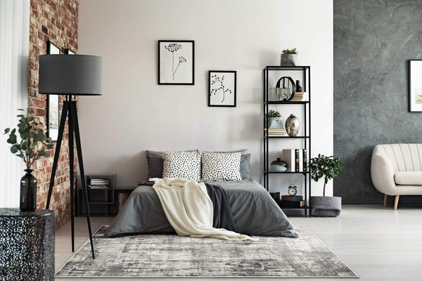 Rugs Gray Area Rug - 39" X 59" X 0.'25" Grey Polyester / Viscose Rug HomeRoots