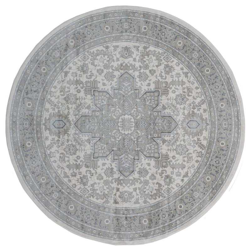 Rugs Gray Area Rug 94" x 94" x 0.31" Grey Olefin Round Rug 8266 HomeRoots