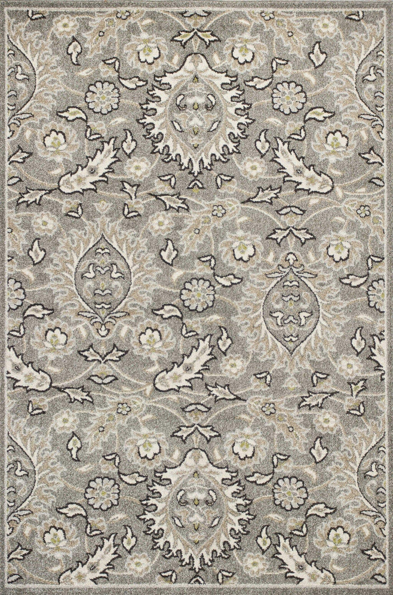 Rugs Gray Rug - 7'7" x 10'10" UV-treated Polypropylene Grey Area Rug HomeRoots