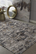 Rugs Gray Rug - 96" X 96" X 0.'25" Grey Polyester Rug HomeRoots