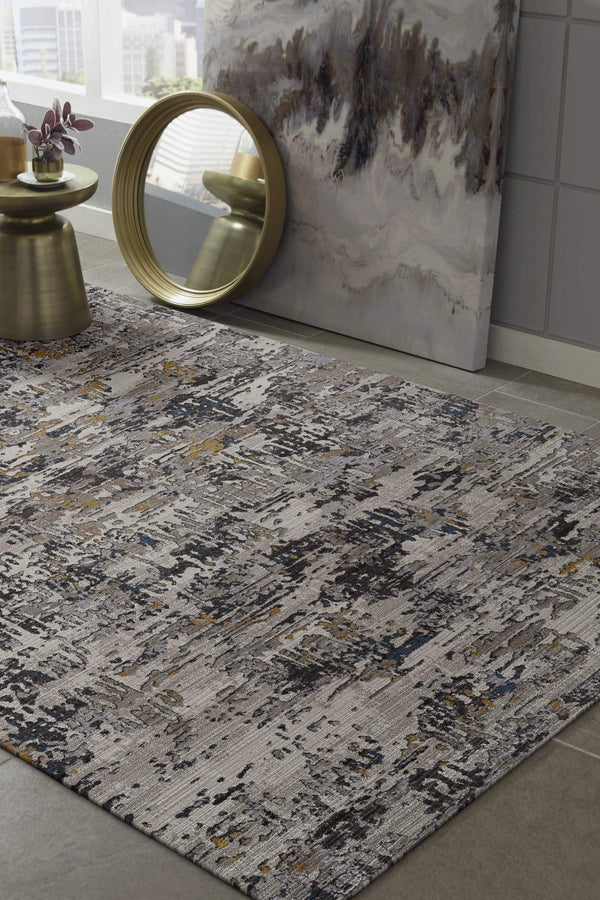 Rugs Gray Rug - 96" X 96" X 0.'25" Grey Polyester Rug HomeRoots