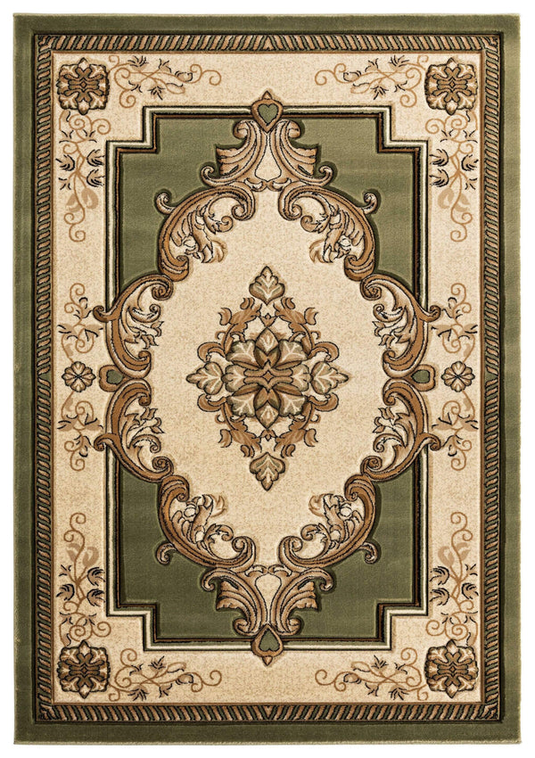 Rugs Green Area Rugs - 63" x 90" x 0.53" Green Olefin/Polypropylene Area Rug HomeRoots
