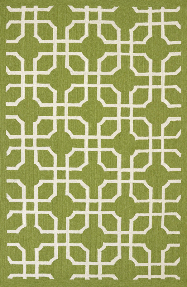 Rugs Green Area Rugs 94" x 118" x 0.47" Apple Green Olefin Oversize Rug 6857 HomeRoots