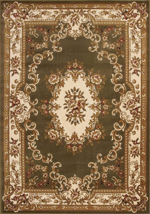 Rugs Green Rug 2'3" x 3'3" Polypropylene Green/Ivory Area Rug 3281 HomeRoots