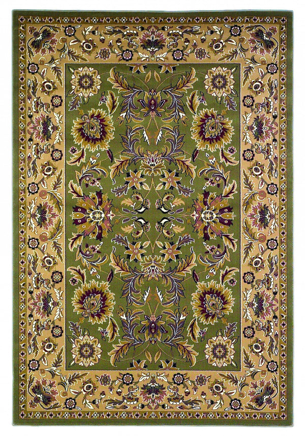 Rugs Green Rug - 2'3" x 3'3" Polypropylene Green/Taupe Area Rug HomeRoots