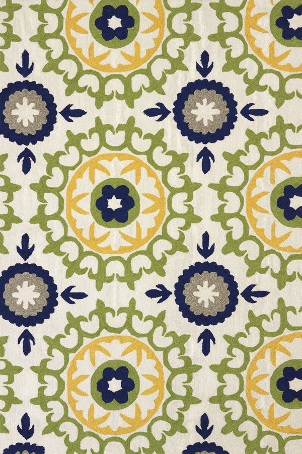 Rugs Green Rug 22" x 36" x 0.47" Apple Green Olefin Accent Rug 6840 HomeRoots