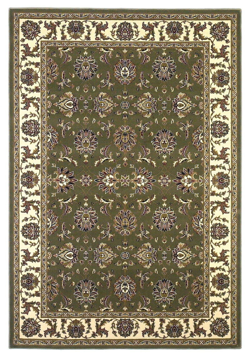 Rugs Green Rug - 5'3" x 7'7" Polypropylene Green/Ivory Area Rug HomeRoots