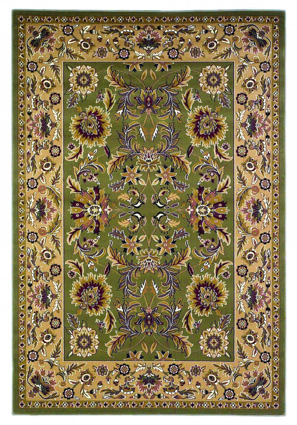 Rugs Green Rug - 5'3" x 7'7" Polypropylene Green/Taupe Area Rug HomeRoots
