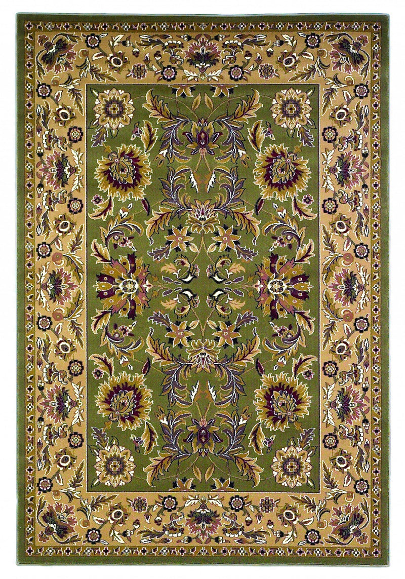 Rugs Green Rug - 5'3" x 7'7" Polypropylene Green/Taupe Area Rug HomeRoots