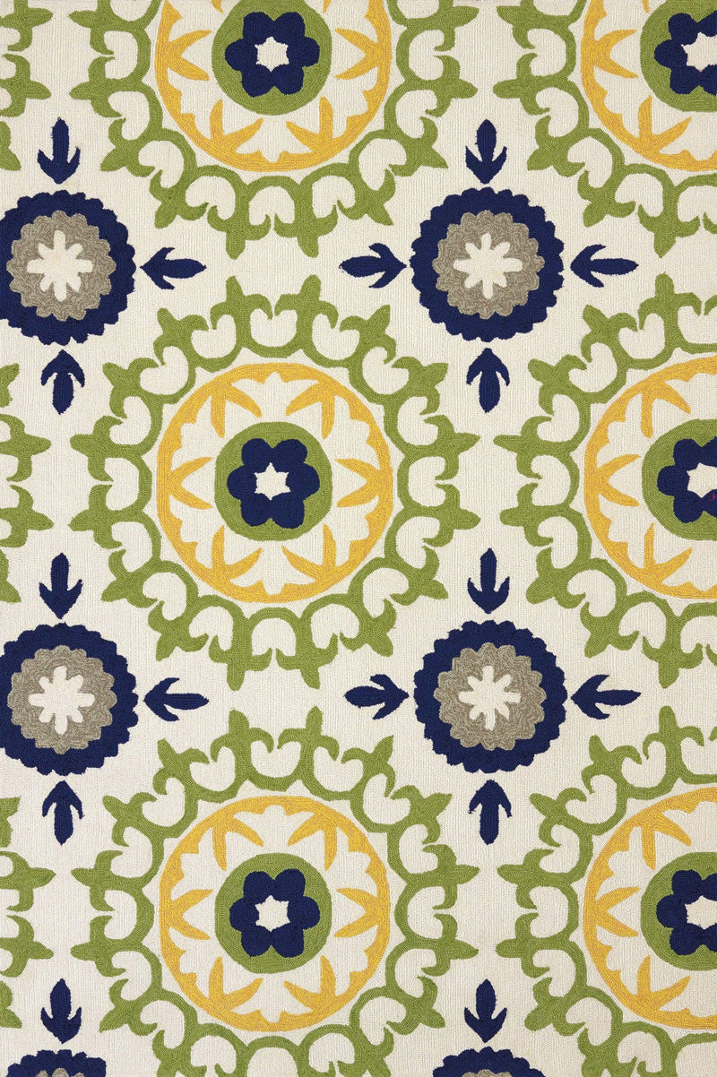 Rugs Green Rug 60" x 90" x 0.47" Apple Green Olefin Area Rug 6841 HomeRoots