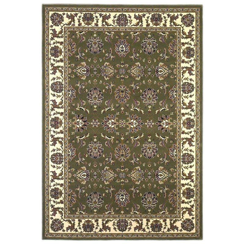 Rugs Green Rug - 7'7" Octagon Polypropylene Green/Ivory Area Rug HomeRoots