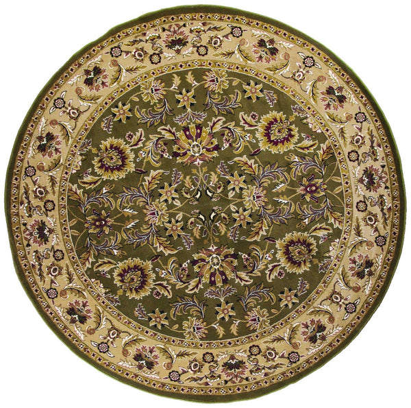 Rugs Green Rug - 7'7" Octagon Polypropylene Green/Taupe Area Rug HomeRoots