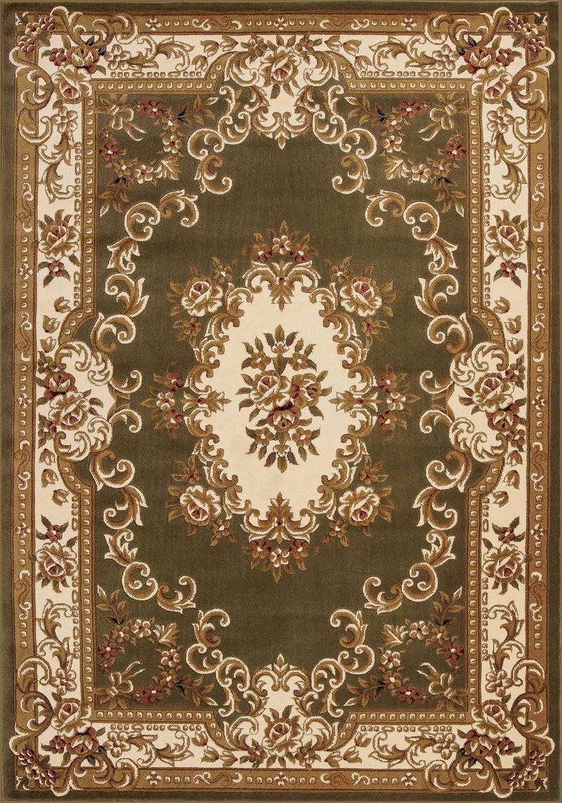 Rugs Green Rug 9'10" x 13'2" Polypropylene Green/Ivory Area Rug 480 HomeRoots