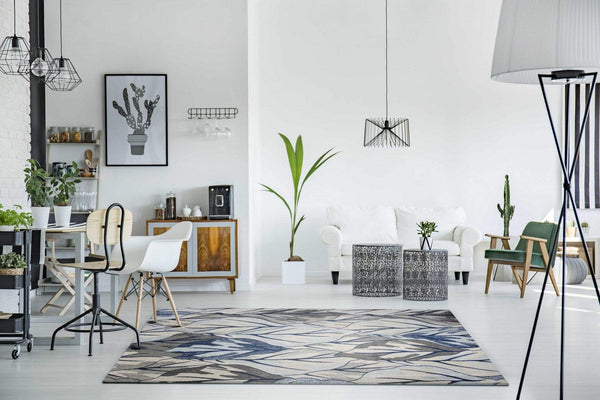 Rugs Grey Living Room Rug - 3'3" x 4'11" Polypropylene Grey/Navy Area Rug HomeRoots