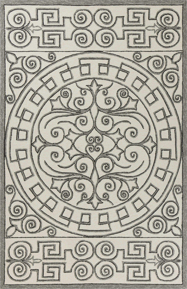 Rugs Grey Living Room Rug - 5' x 7'6" UV-treated Polypropylene Ivory/Grey Area Rug HomeRoots