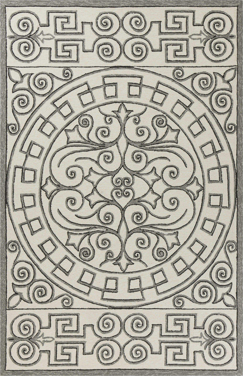 Rugs Grey Living Room Rug - 5' x 7'6" UV-treated Polypropylene Ivory/Grey Area Rug HomeRoots