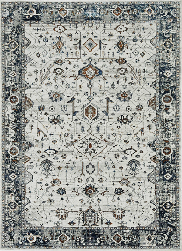 Rugs Grey Rug - 26" X 83" X 0.'25" Ivory/Grey Polyester Rug HomeRoots