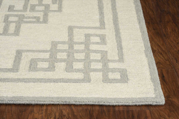 Rugs Grey Rug - 27" X 45" X 0.'5" Ivory Grey Wool Rug HomeRoots