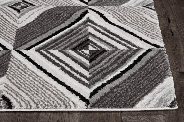 Rugs Grey Rug - 27" X 90" X 0.'75" Grey/Mocha Polyester Rug HomeRoots