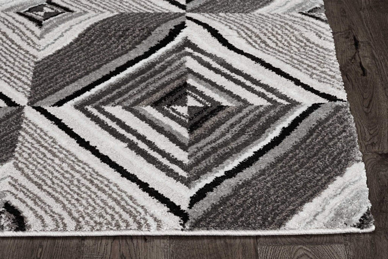 Rugs Grey Rug - 27" X 90" X 0.'75" Grey/Mocha Polyester Rug HomeRoots