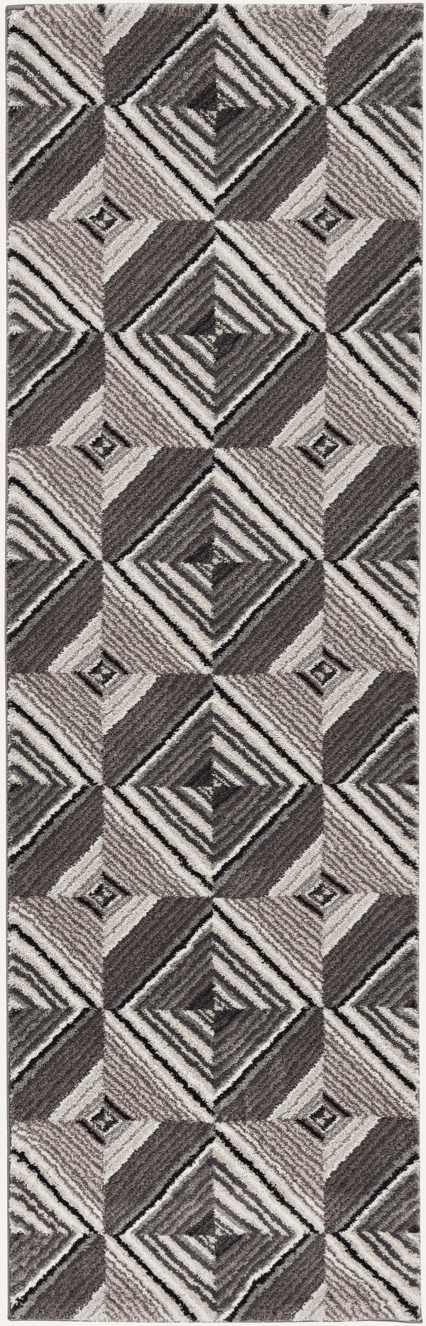 Rugs Grey Rug - 39" X 59" X 0.'75" Grey/Mocha Polyester Rug HomeRoots