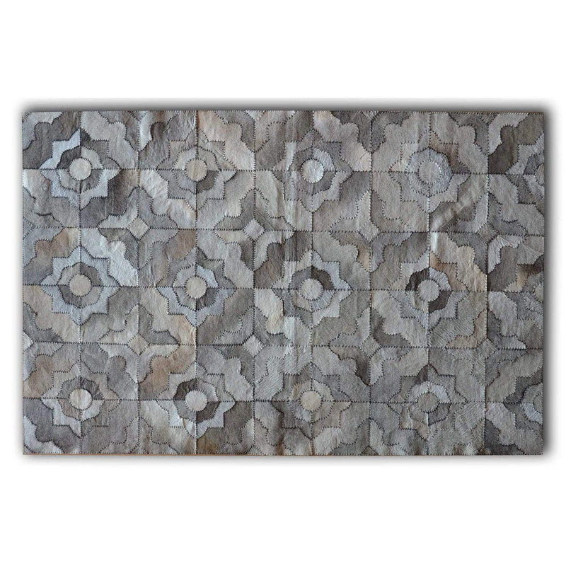 Rugs Grey Rug - 8" x 5" Gray Natural Stitched Cowhide - Area Rug HomeRoots