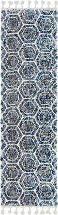 Rugs Grey Shaggy Rug - 105" X 156" X 1" Grey/Teal Polyester Rug HomeRoots
