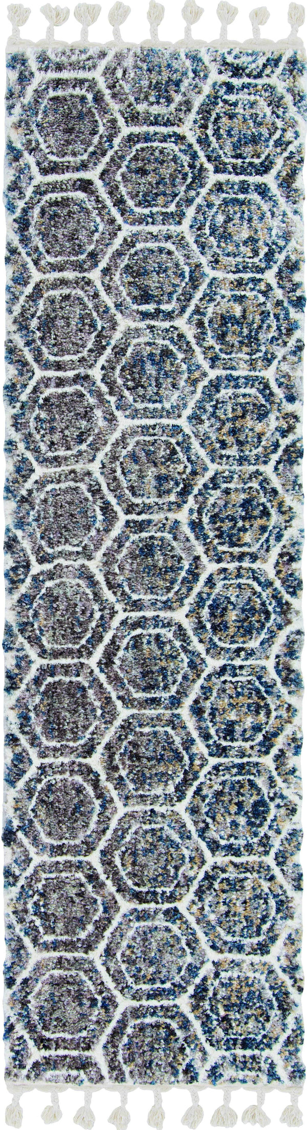Rugs Grey Shaggy Rug - 105" X 156" X 1" Grey/Teal Polyester Rug HomeRoots