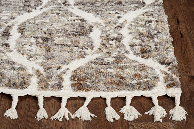 Rugs Grey Shaggy Rug - 26" X 90" X 1" Grey/Sand Polyester Rug HomeRoots