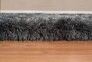 Rugs Grey Shaggy Rug - 31" x 37" x 2.7" Dark Grey Polyester Mat Rug HomeRoots