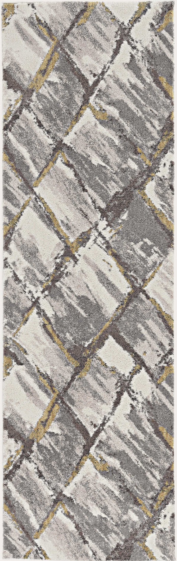 Rugs Grey Shaggy Rug - 39" X 59" X 0.'75" Ivory/Grey Polyester Rug HomeRoots