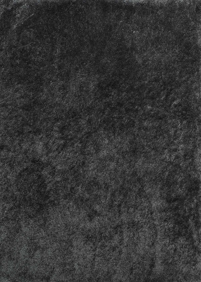 Rugs Grey Shaggy Rug - 63 x 86" x 2.7" Dark Grey Polyester Area Rug HomeRoots
