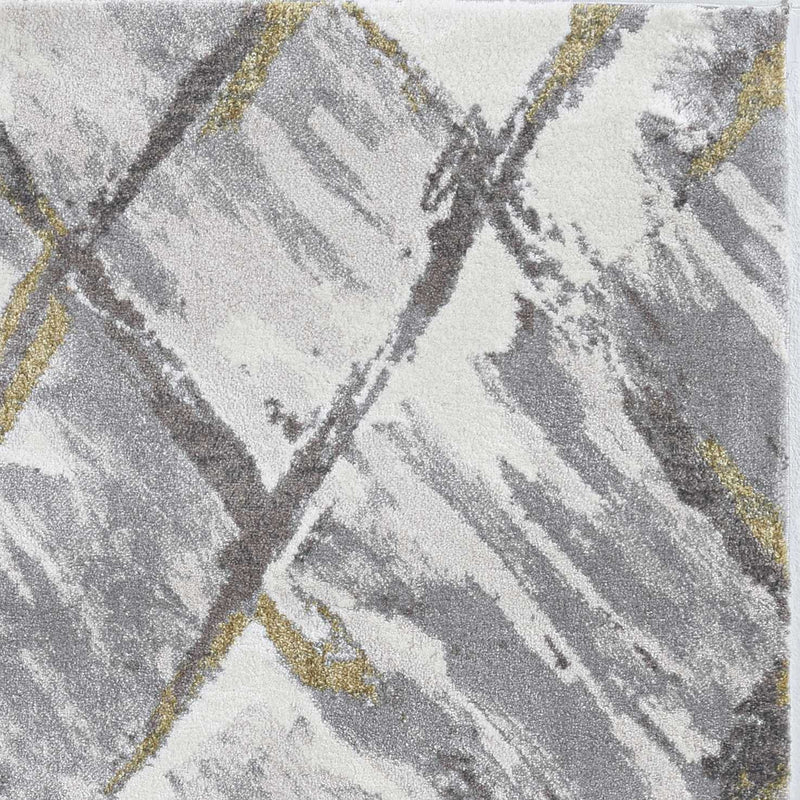 Rugs Grey Shaggy Rug - 63" X 91" X 0.'75" Ivory/Grey Polyester Rug HomeRoots