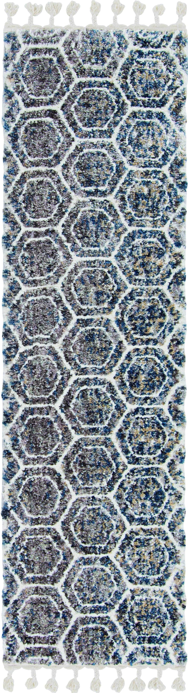 Rugs Grey Shaggy Rug - 63" X 91" X 1" Grey/Teal Polyester Rug HomeRoots