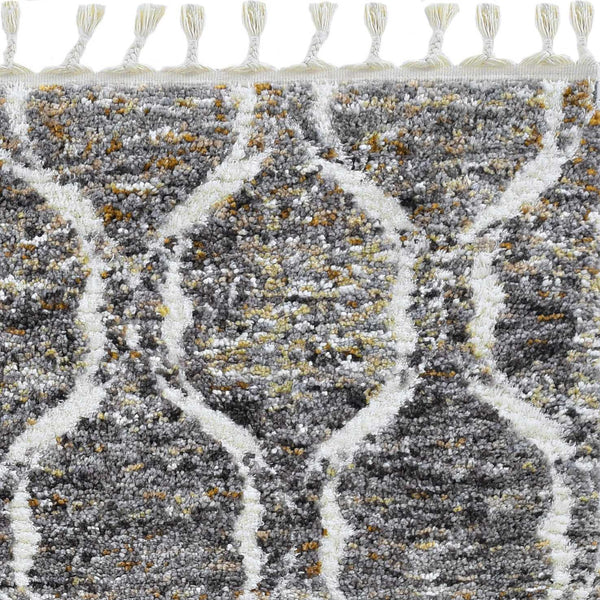 Rugs Grey Shaggy Rug - 94" X 126" X 1" Grey/Sand Polyester Rug HomeRoots