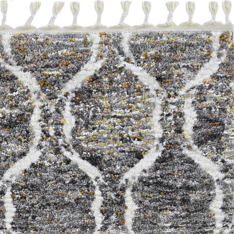 Rugs Grey Shaggy Rug - 94" X 126" X 1" Grey/Sand Polyester Rug HomeRoots