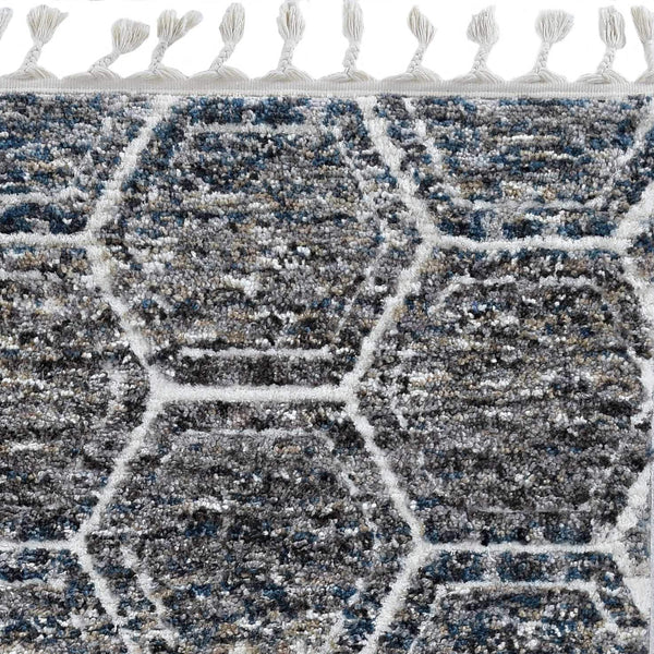 Rugs Grey Shaggy Rug - 94" X 126" X 1" Grey/Teal Polyester Rug HomeRoots