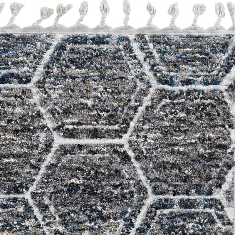 Rugs Grey Shaggy Rug - 94" X 126" X 1" Grey/Teal Polyester Rug HomeRoots