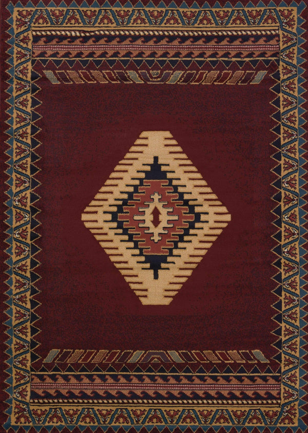 Rugs Hallway Rug - 47" x 63" x 0.3" Burgundy Polypropylene Accent Rug HomeRoots