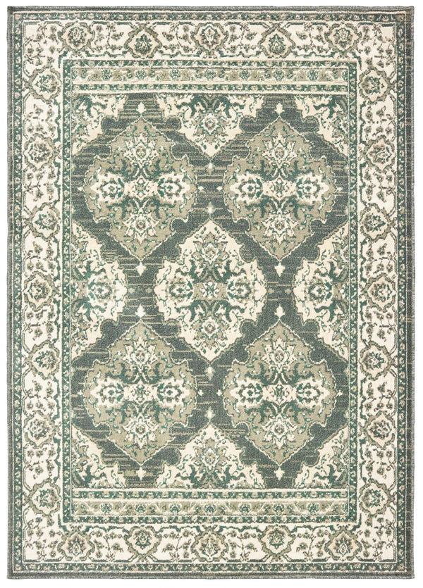 Rugs Hallway Rug 94" x 126" x 0.31" Grey Polypropylene Oversize Rug 9819 HomeRoots