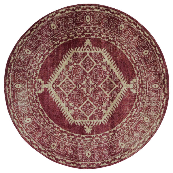 Rugs Hallway Rug - 94" x 94" x 0.37" Brick Olefin Frieze Round Rug HomeRoots