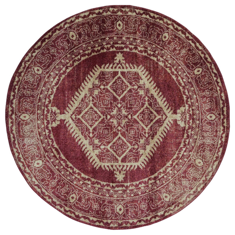 Rugs Hallway Rug - 94" x 94" x 0.37" Brick Olefin Frieze Round Rug HomeRoots