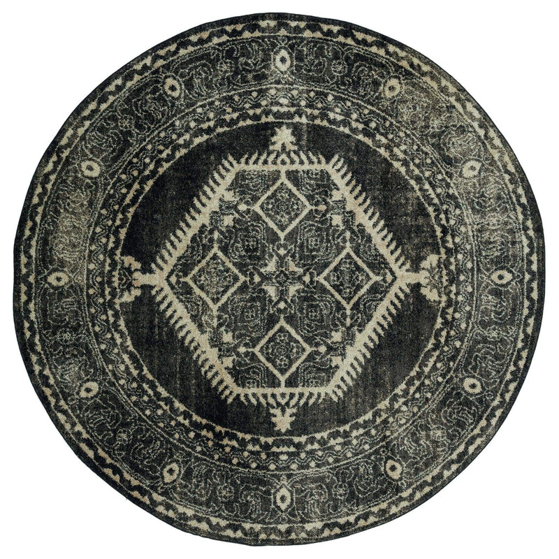 Rugs Hallway Rug 94" x 94" x 0.37" Walnut Olefin Frieze Round Rug 9731 HomeRoots