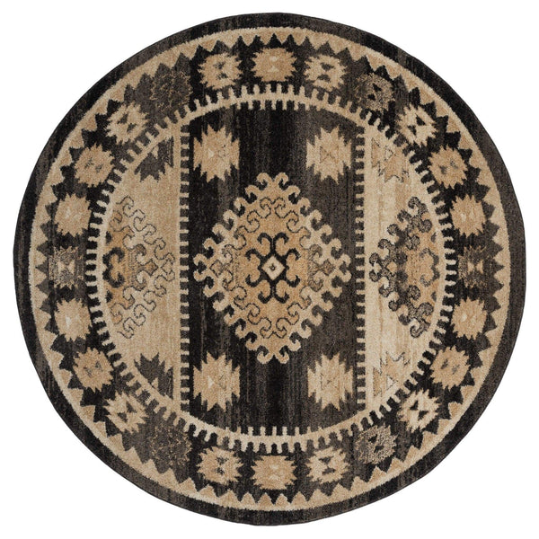 Rugs Hallway Rug - 94" x 94" x 0.37" Walnut Olefin Frieze Round Rug HomeRoots