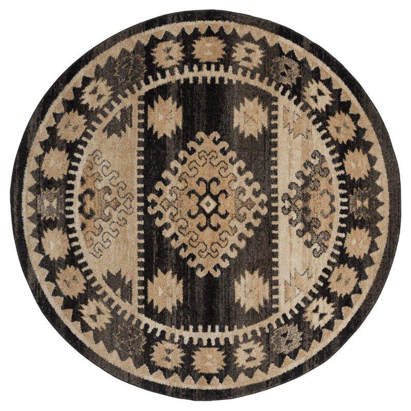 Rugs Hallway Rug - 94" x 94" x 0.37" Walnut Olefin Frieze Round Rug HomeRoots