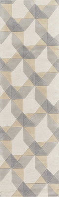 Rugs Hallway Runner Rug - 2'3" x 7'6" Runner Wool Ivory/Grey Area Rug HomeRoots